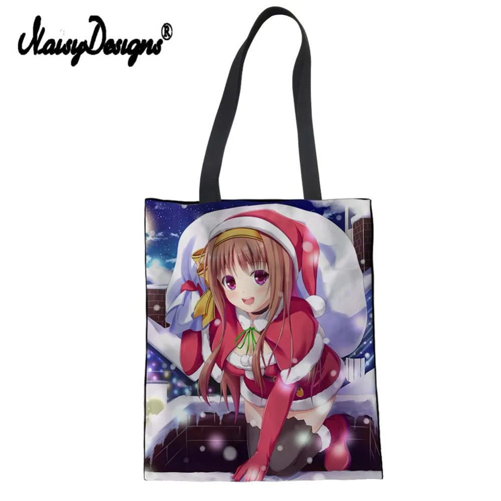Cartoon girls Christmas Women Handbags Canvas Shopping Bag Supermarket Bags Large Capacity Reusable Tote eco Crossbody | Багаж и сумки