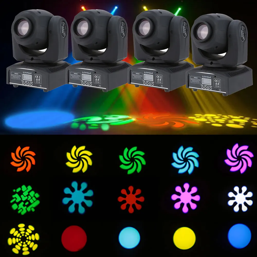 Lixada DMX-512 Dj светильник s мини движущаяся голова светильник 8 цветов 9/11 каналов вечерние дискотеки шоу стробоскоп светильник s 25 Вт AC 100-240 в звук активный