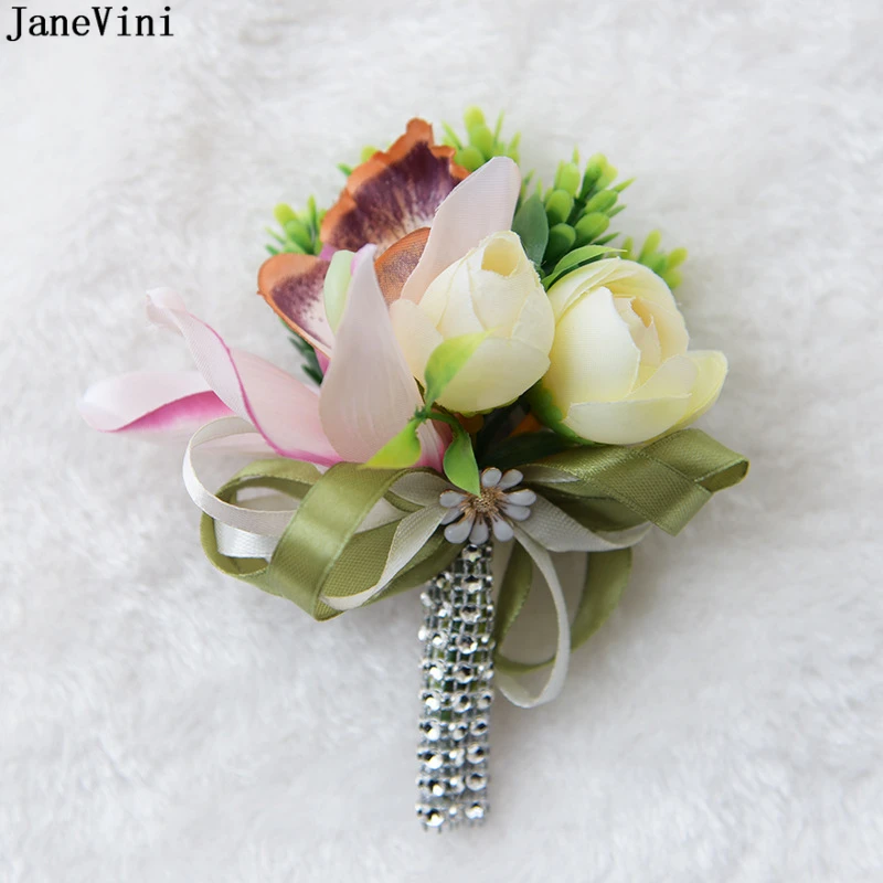 JaneVini жених бутоньерка искусственная Роза цветок брошь корсаж с букетом Шелковый