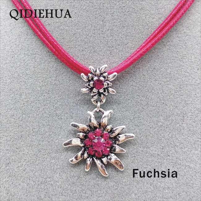 Новинка, модное серебряное ожерелье из подсолнечника, подвеска, блестящие белые стразы, ожерелье для женщин, Октоберфест, веревочная подвеска, чокер, опт