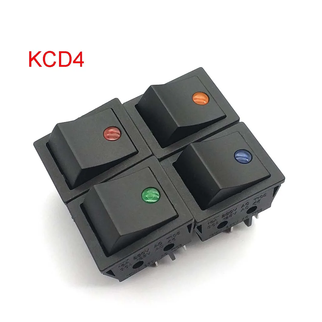 Блокирующий клавишный выключатель питания I/O 4 контакта с подсветкой 16 А 250 В
