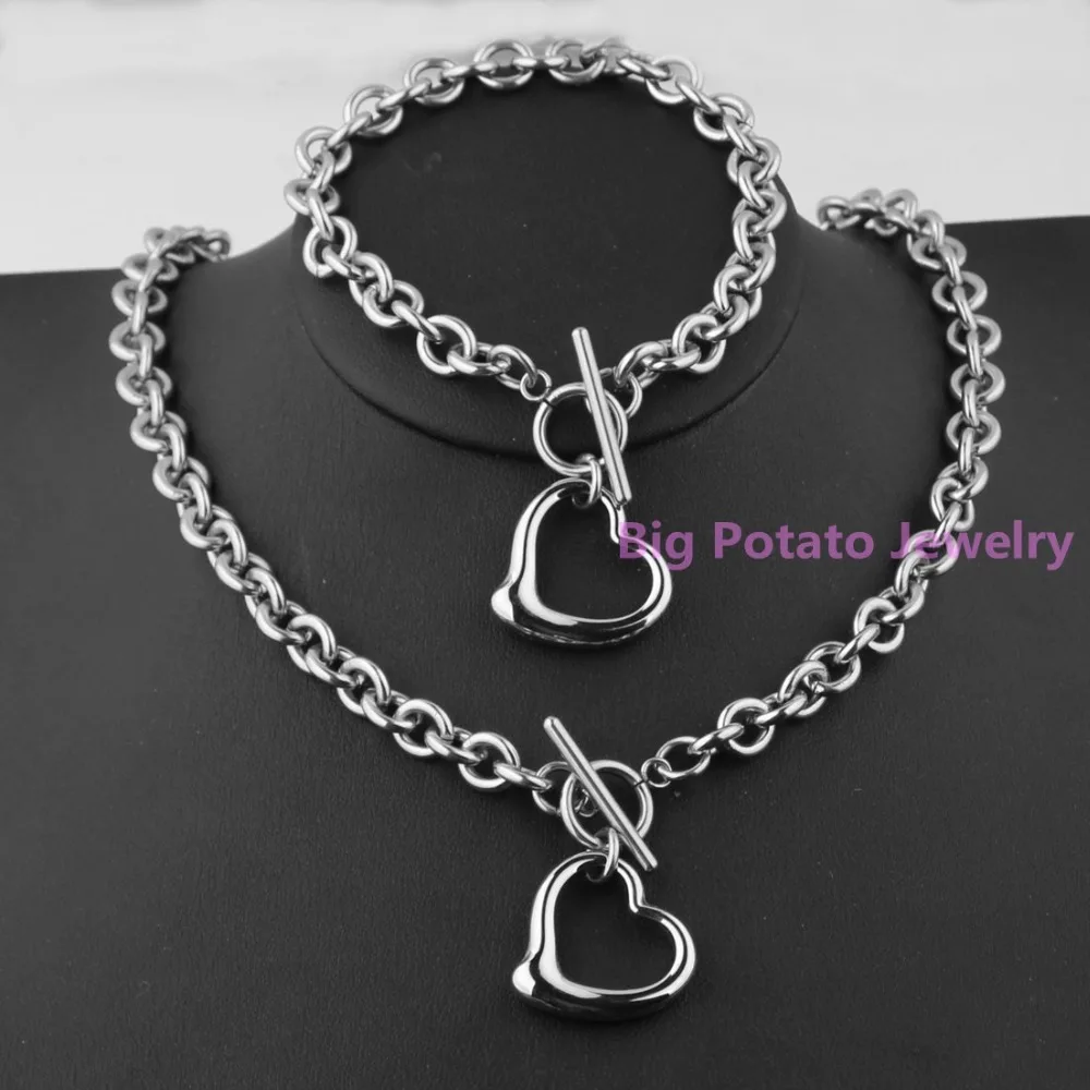 Женский комплект ювелирных изделий из нержавеющей стали 316L браслет серебряного