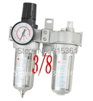 Free Shipping 5PCS/Lot 3/8'' SFC300 Air Filter Gas Source Treatment w Pressure Gauge