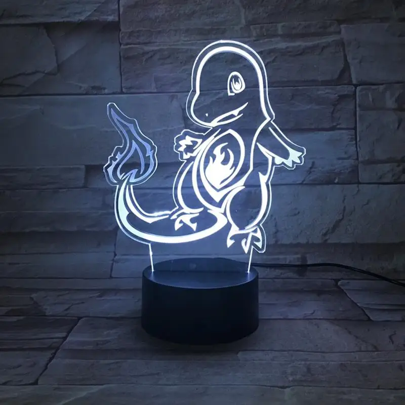 Мультфильм 3D лампа Покемон игровые фигурки огонь Дракон Charmander ночник светодиодный светильник многоцветный детский подарок Детские Игрушки Гаджеты