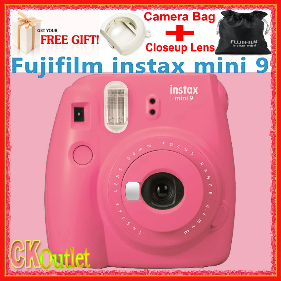 100% оригинал Fujifilm Instax Mini 9 Розовый фламинго + бесплатная крупным планом объектив