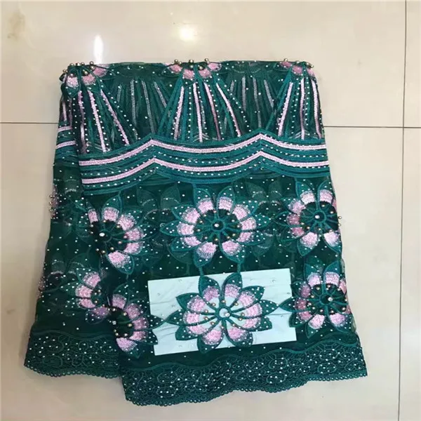 2018 New arrive Pretty african lace fabric with stones embroidery french tulle 6 color available 5 yards per lot | Дом и сад