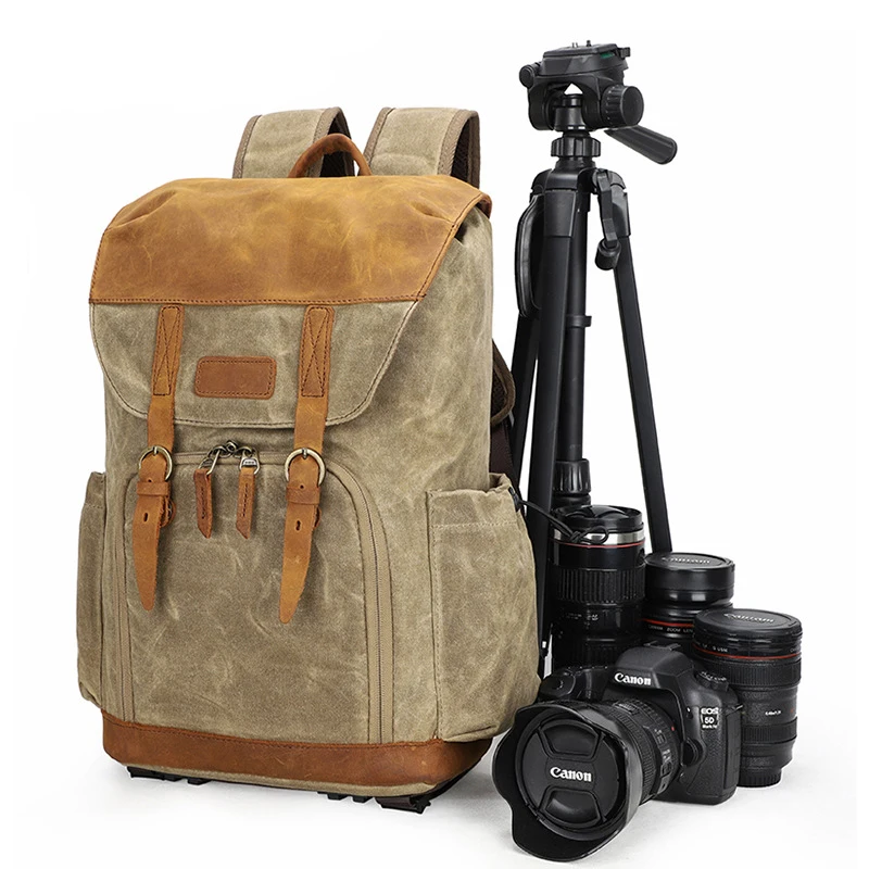 

Batik Canvas Camera Backpack Large Capacity Waterproof photography Tripod Case for Canon Nikon Sony DSLR Camera Bag