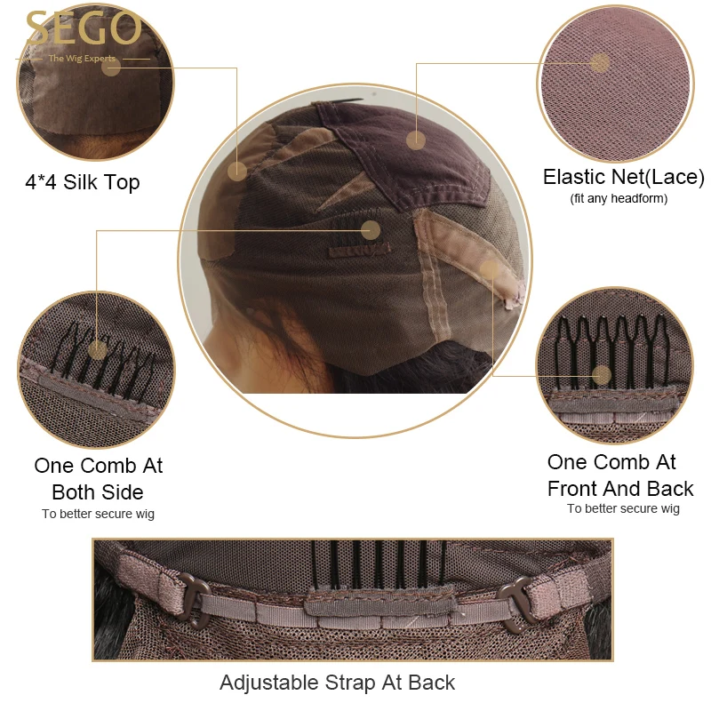SEGO кудрявые 4*4 шелковая основа полностью кружевные человеческие волосы парики 100%
