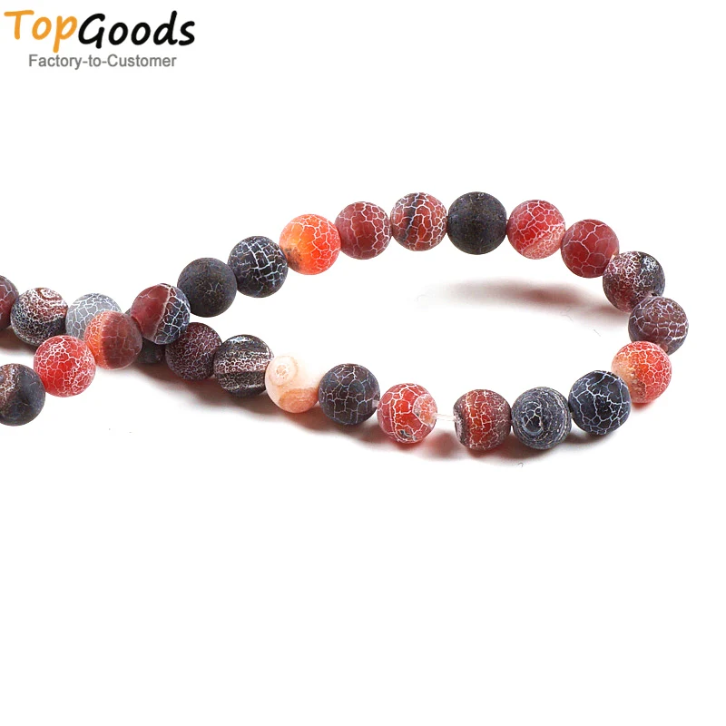 TopGoods бусины из натурального камня черный и красный выветриваемый Агат Круглый
