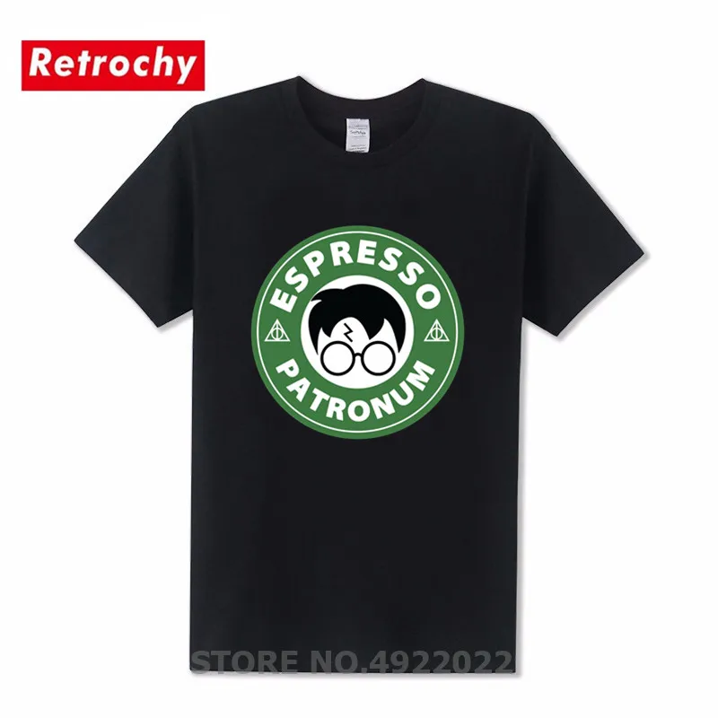 Homme Espresso Patronum Мужская футболка с рисунком головы портрет Поттера летняя модная