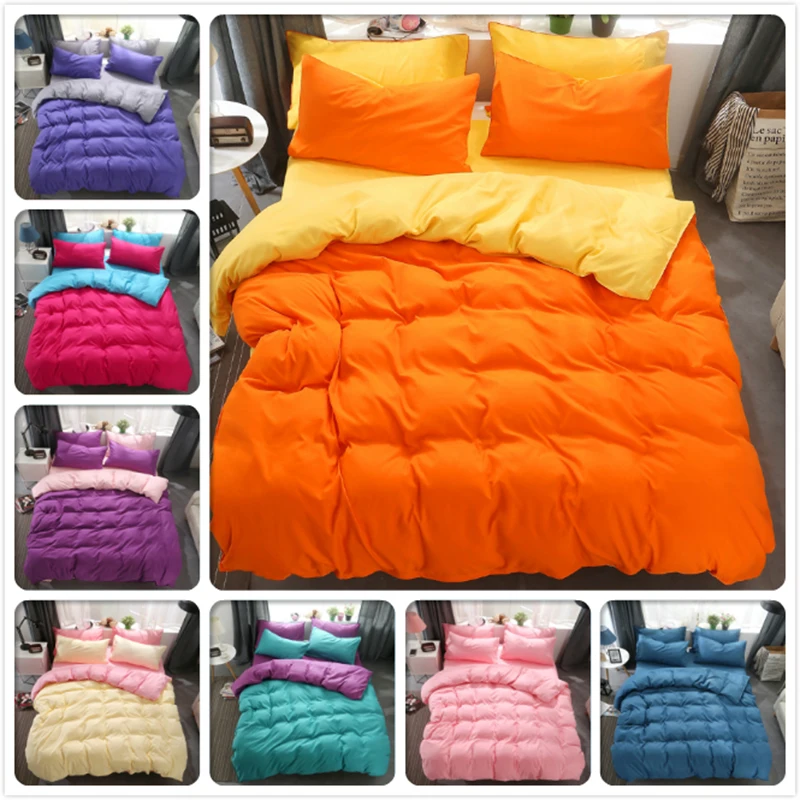 Комплект постельного белья из мягкого хлопка оранжевого и желтого цвета