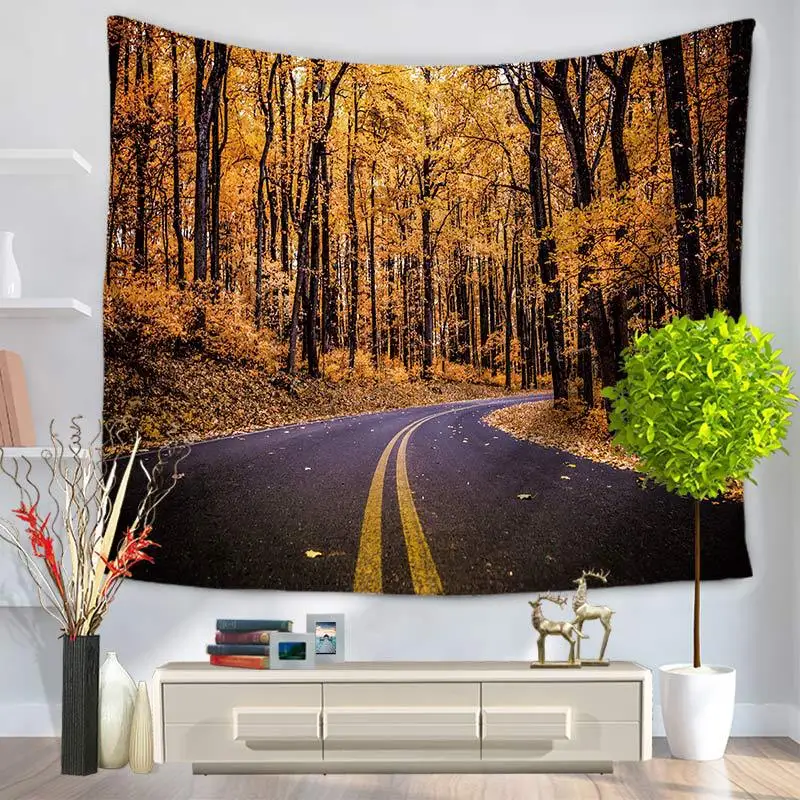 Солнечный свет гобелен лес горы дерево прямоугольная полиэфирная настенная