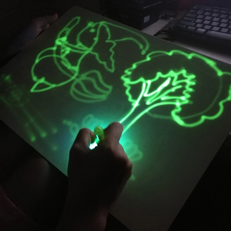 

A3 Big Size PVC Draw Tablet Drawing in Dark with Light Children Kids Funny Paint Toy Board Set with 2 maker