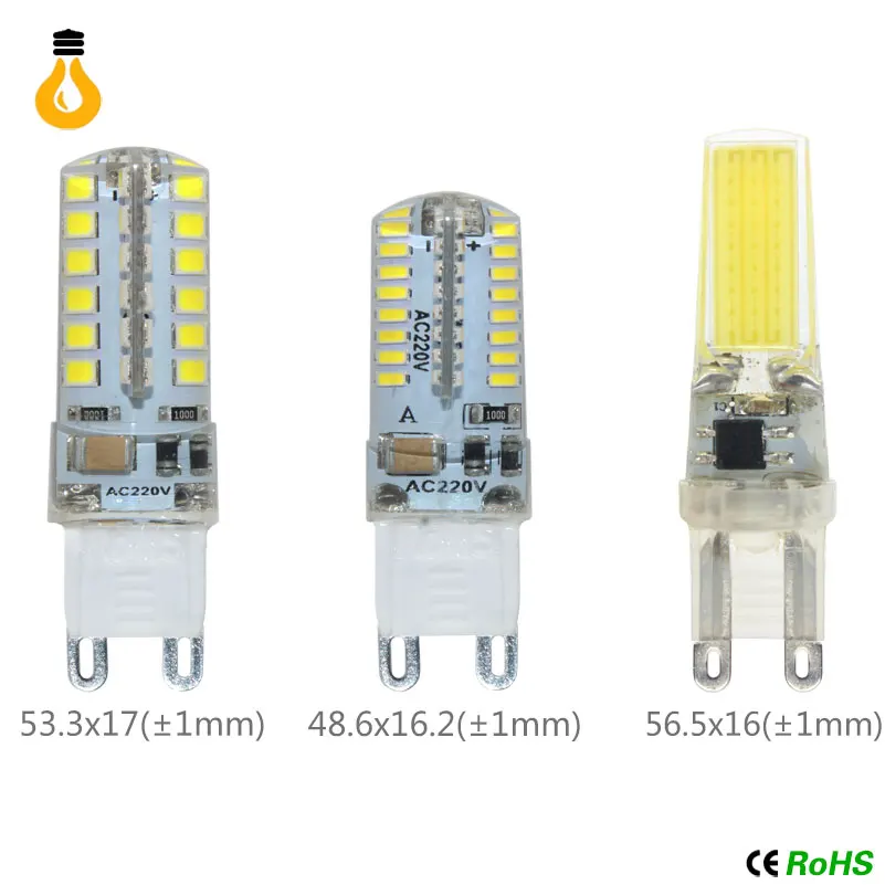 Мини G9 Светодиодная лампа COB 3 Вт 5 7 9 12 220 В LED с регулируемой яркостью 360 Угол луча