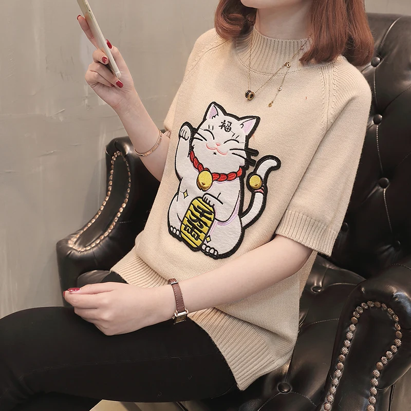 6618 (Hall 8 ranked No. 3 on the new shoot) half sleeve cat head sweater 37 | Женская одежда