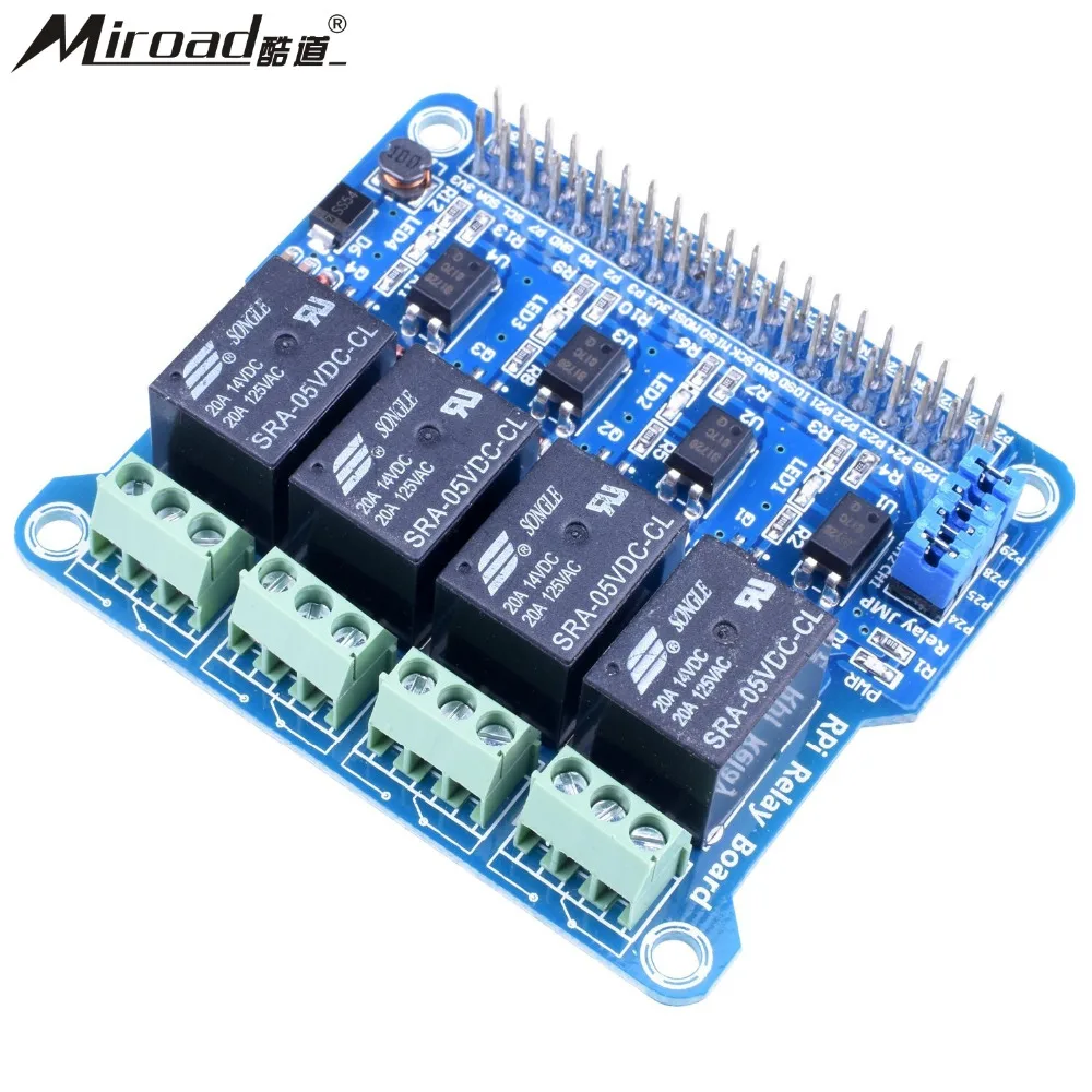 Miroad 4 канала Raspberry Pi Плата расширения Мощность реле платы модуля для 3 2 A + B 2b 3B