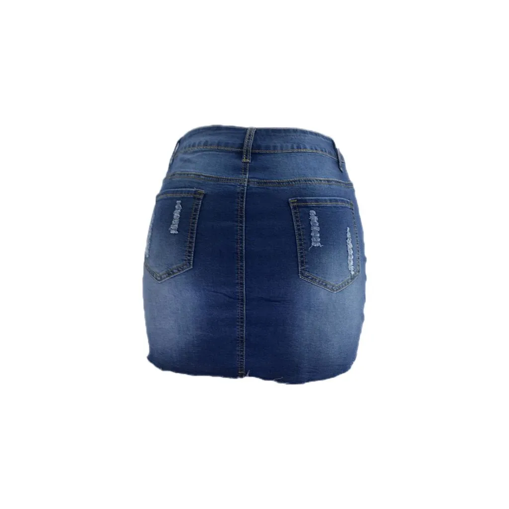 Женская юбка юбки faldas jupe femme shein saia Модные Женские однотонные синие с высокой талией пуговицы для отдыха короткая повседневная юбка#50