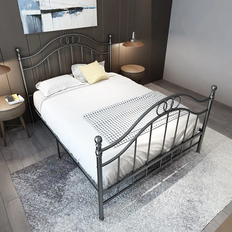 Европейская кровать винтажного стиля с железной рамой 1.8 метра двуспальная односпальная принцесса 1.5 1.2 общежитие для ребенка.