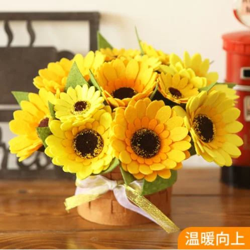Sunflower flower bou Букет из подсолнуха, войлочный набор, Нетканая ткань, сделай сам, набор для шитья, войлок, материал для рукоделия, принадлежности для рукоделия - Цвет: Sunflower flower bou