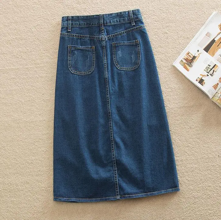 Новые весенние большие размеры джинсы Юбки повседневные женские однобортный