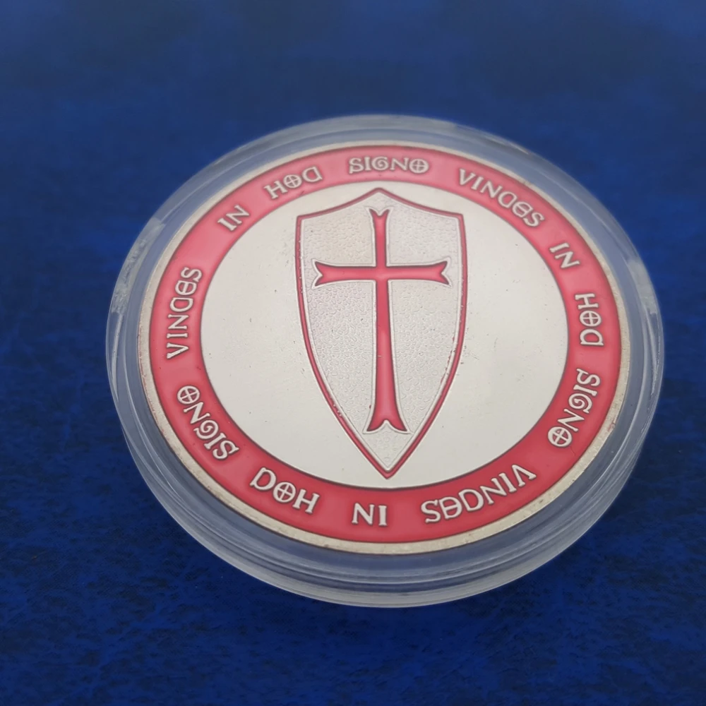 Юбилейные Монеты крест тамплиеров Христос лошадь меч красный серебристый монеты