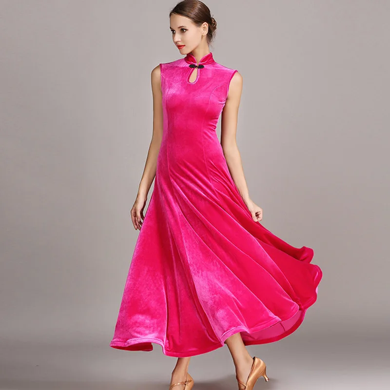 Women ballroom dress colors Violet velvet dance modern costumes waltz competition tango flamenco rumba | Тематическая одежда и