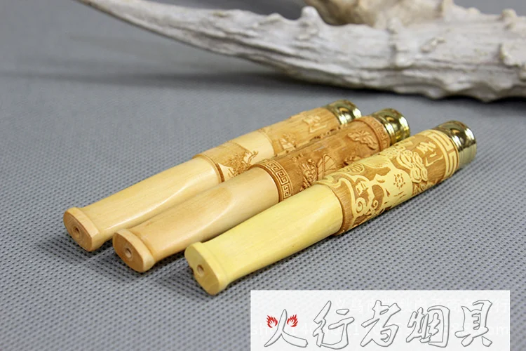 

Free Shipping 5PCS/lot Carved Wood Short Cigarette Holder For Standard Size Cigarettes h8181