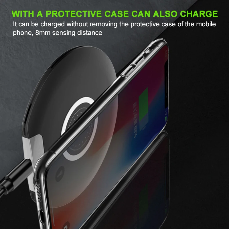 Беспроводное зарядное устройство Qi10W для мобильных телефонов для iPhone X / XS Max XR 8 Plus Samsung S9 S10 Note 9 8