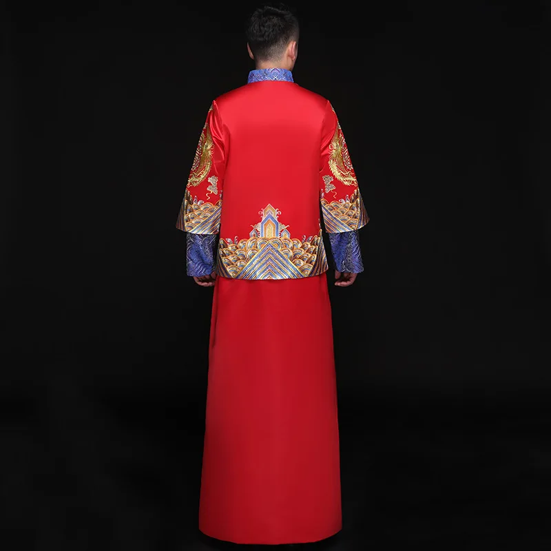 Мужской Красный чонсам Потрясающие костюмы платье для жениха куртка длинное