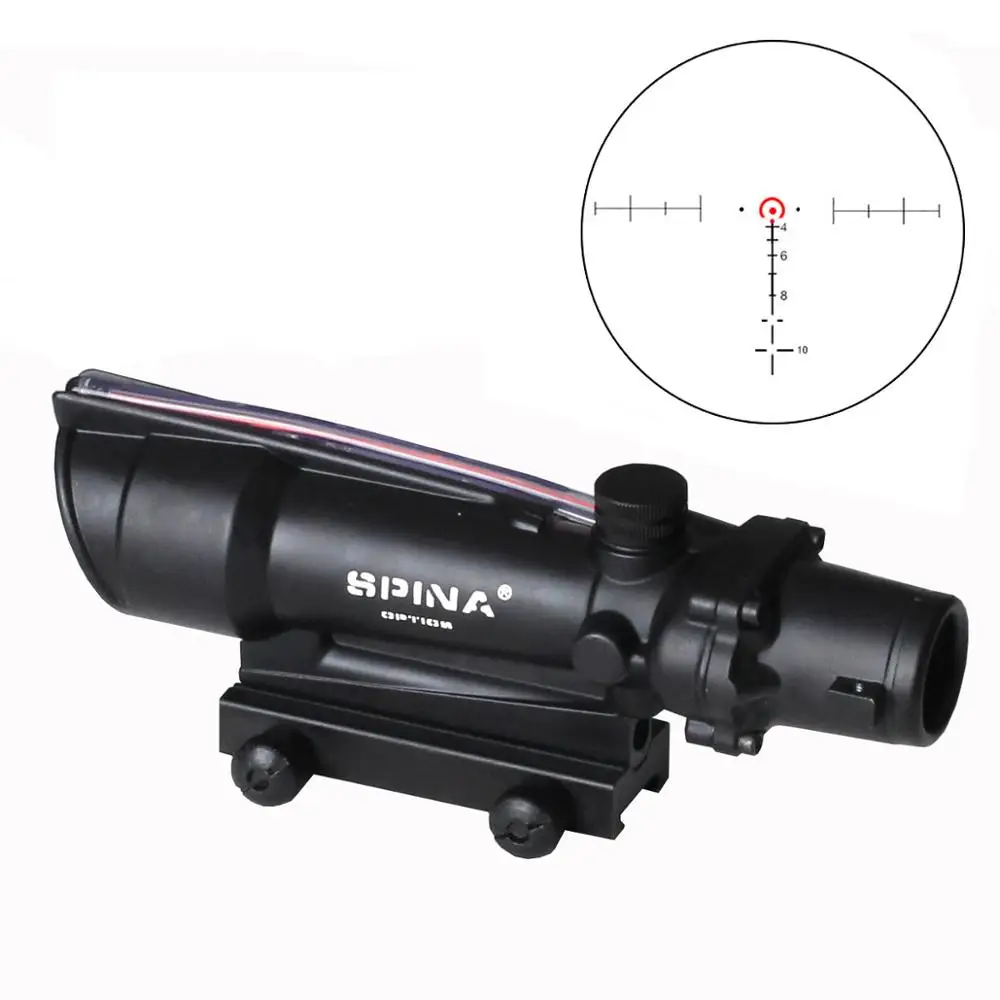 red fiber Охотничий ACOG 5x35 тактический прицел оптика оптоволоконный прицел с подсветкой прицел с 3 модели сетки для cal. 223. 308 винтовки - Цвет: red fiber