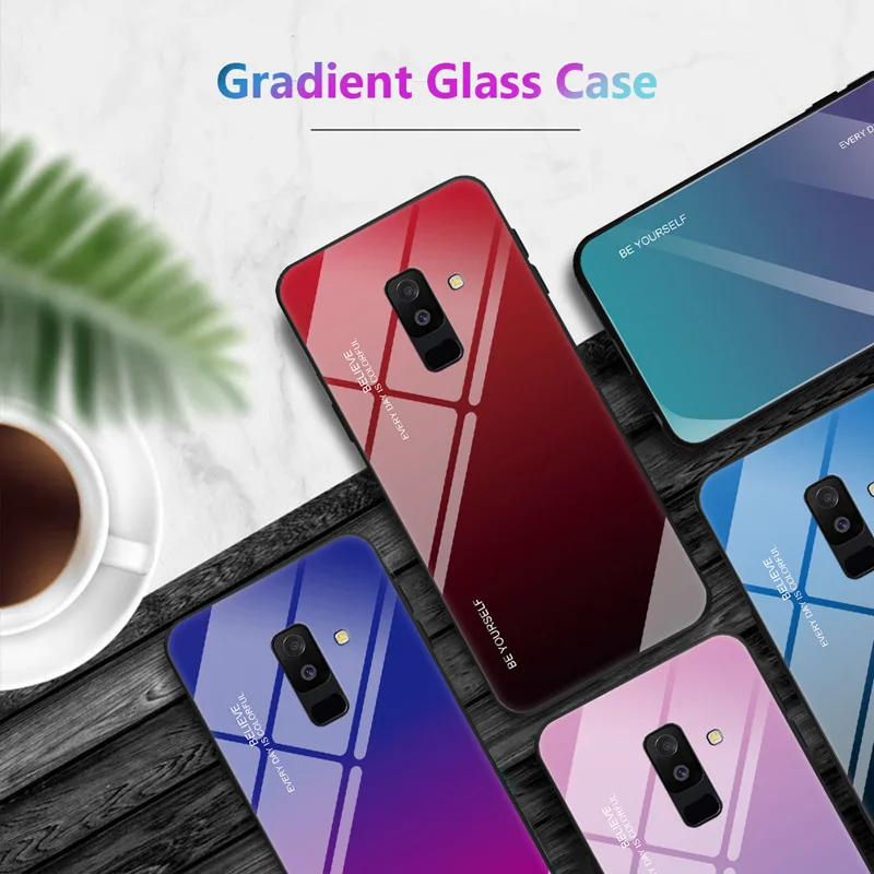 Gradient Glass Case For Samsung Galaxy J3 J5 J7 2017 Soft Silicon for J2 Prime Protective Cover |