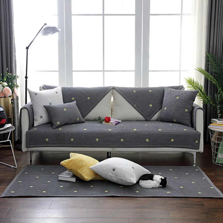 Cotton Embroidery Non-slip Sofa Cushion Four Seasons Universal Living Room Combination Sofa Back Armrest Towel