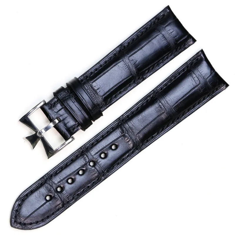 Black with buckle Pesno двусторонний ремешок из крокодиловой кожи 20 мм черный коричневый ремешок для часов мужские часы аксессуары для Vacheron-Constantin - Цвет ремешка: Black with buckle