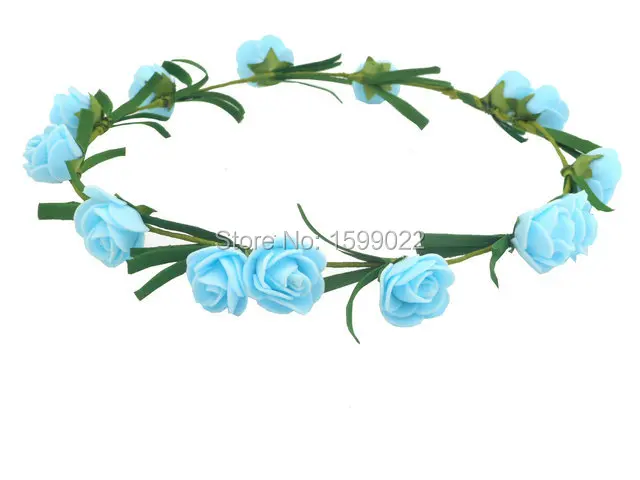 12 шт./лот Свадебная Корона из пенопласта с розами пастельный синий венок для