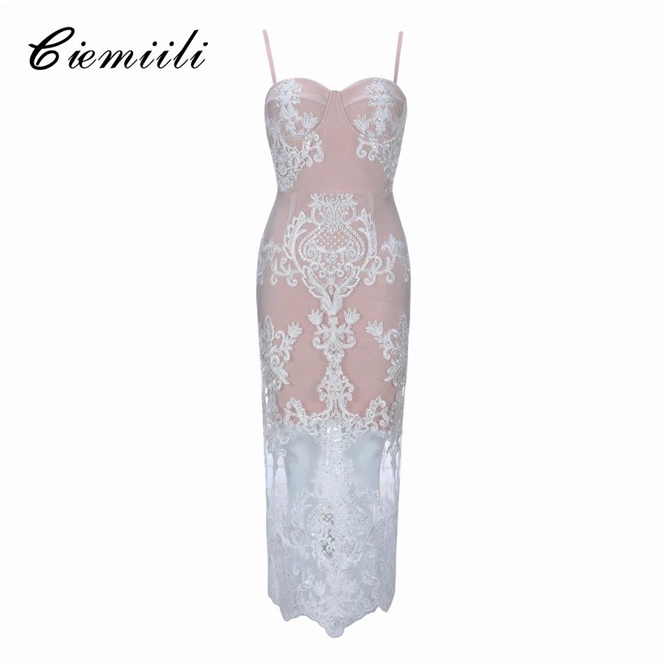 CIEMIILI летнее сексуальное кружевное платье 2018 модные вечерние платья для