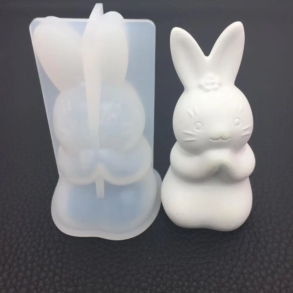 Rabbit 3d Кролик свинья и кошка керамика гипса силиконовые формы Фортуна гипсовая форма для украшения автомобиля силиконовая свеча эпоксидной смолы - Цвет: Rabbit