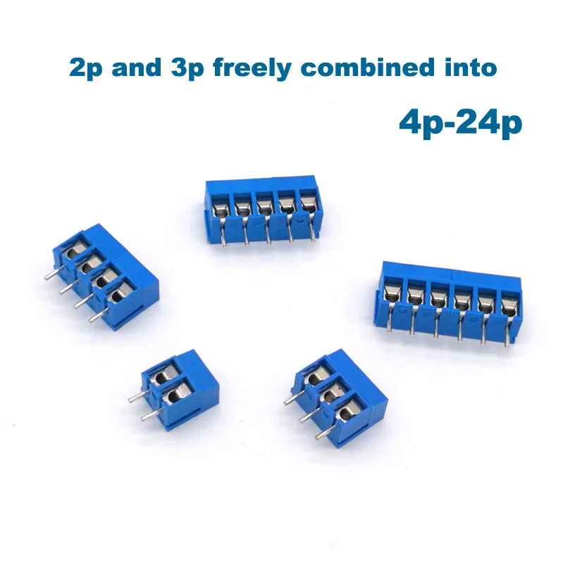 30/50/100 шт. 5 мм Винтовые клеммы PCB коннекторы блока прямой штифт 2P 3P латунные