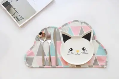 color triangle CFen A's 1 шт. трикотажный коврик для стола в форме облака хлопковая салфетка детская подставка для обеденной тарелки подставки для напитков декор стола 47x28,5 см - Цвет: color triangle