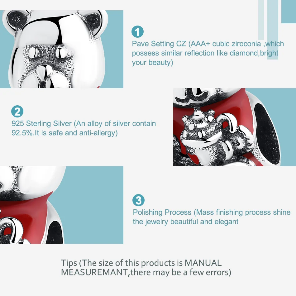 FOREWE Real 925 Sterling Silver Lovely Bear Charm Bead Fit Charms Original Bracelet Animal DIY Jewelry Making New 2019 | Украшения и