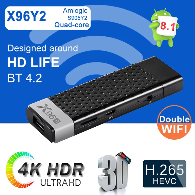 X96S android 8,1 tv stick amlogic s905Y2 H.265 2,4/5G wifi BT4.2 Core 64bit cortex a53 PK x96 mini tv boxi