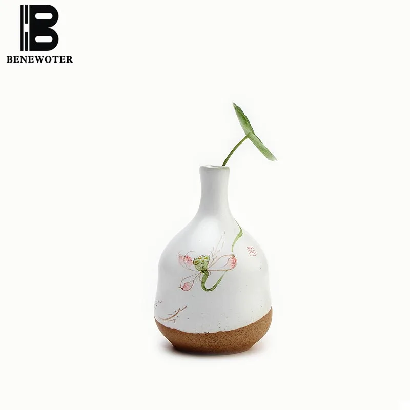 Винтажная керамическая ваза ручной работы с лотосом грубая | Для гидропоники для