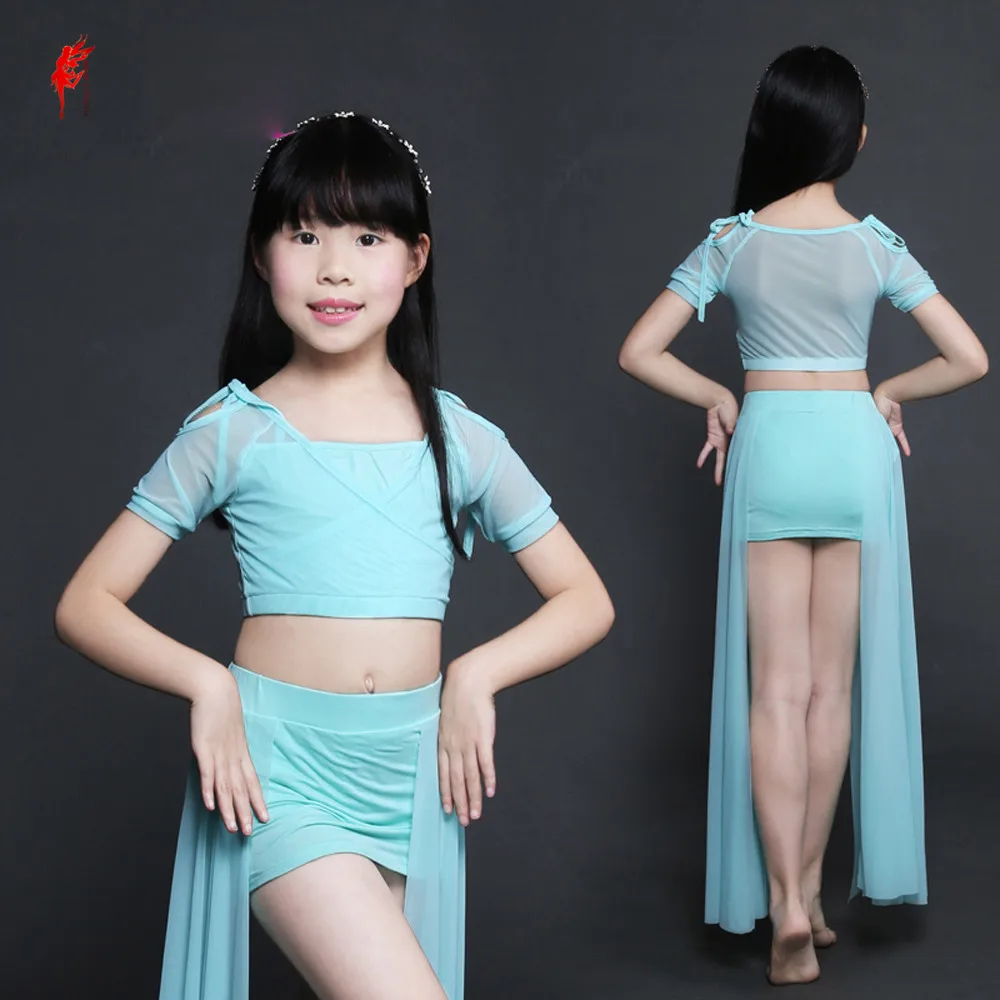 Детская одежда для танца живота топ с короткими рукавами + юбка детский