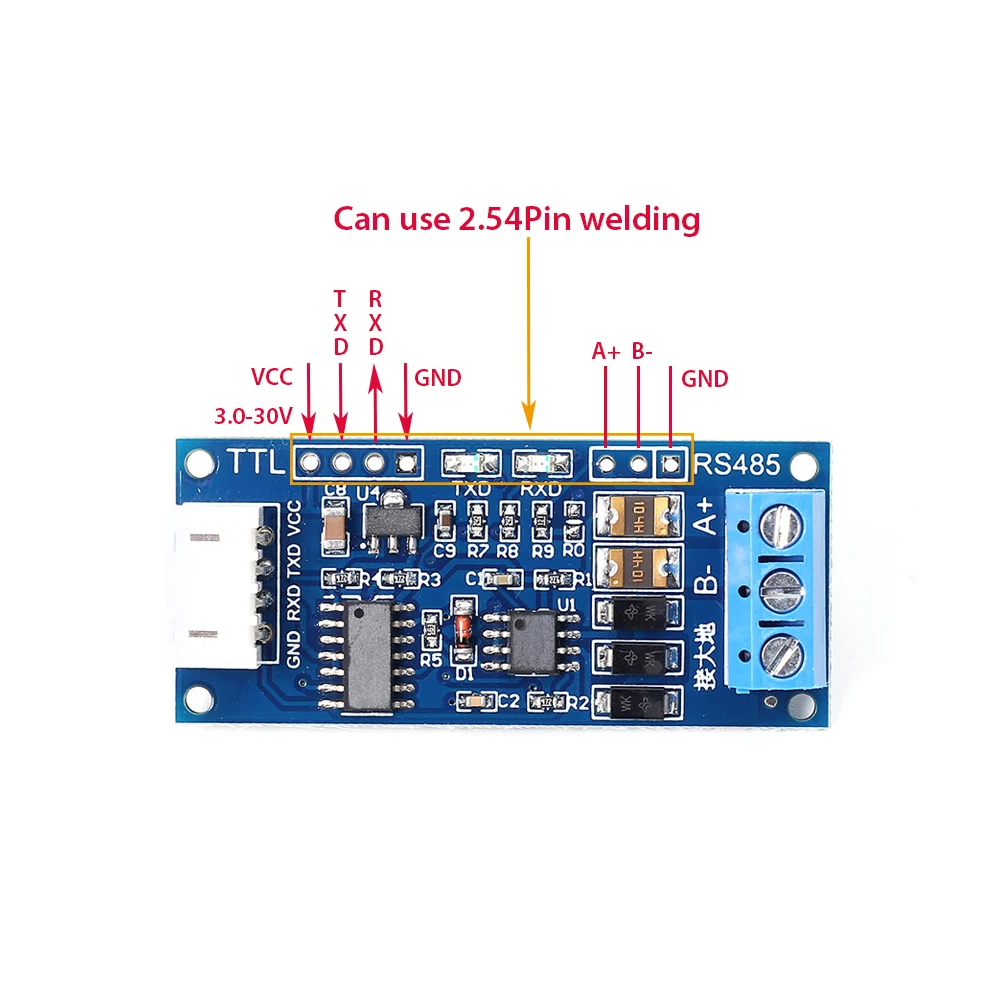Преобразователь TTL в RS485 для Arduino USB преобразователь модуля AVR 3 0 ~ 30 В с высоким