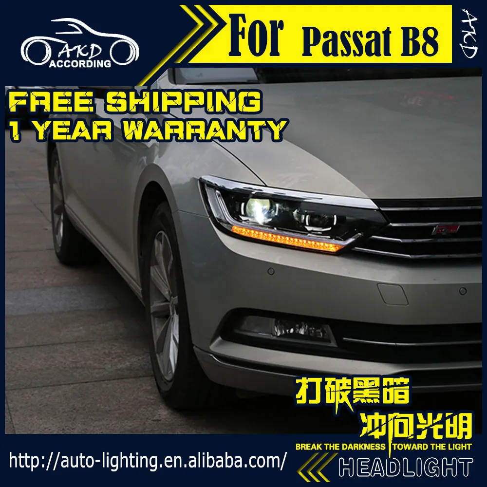 АКД стайлинга автомобилей фар сборки для VW Passat B8 фары Bi-Xenon светодиодный фар светодиодный DRL HID Динамический светодиодный сигнал аксессуары