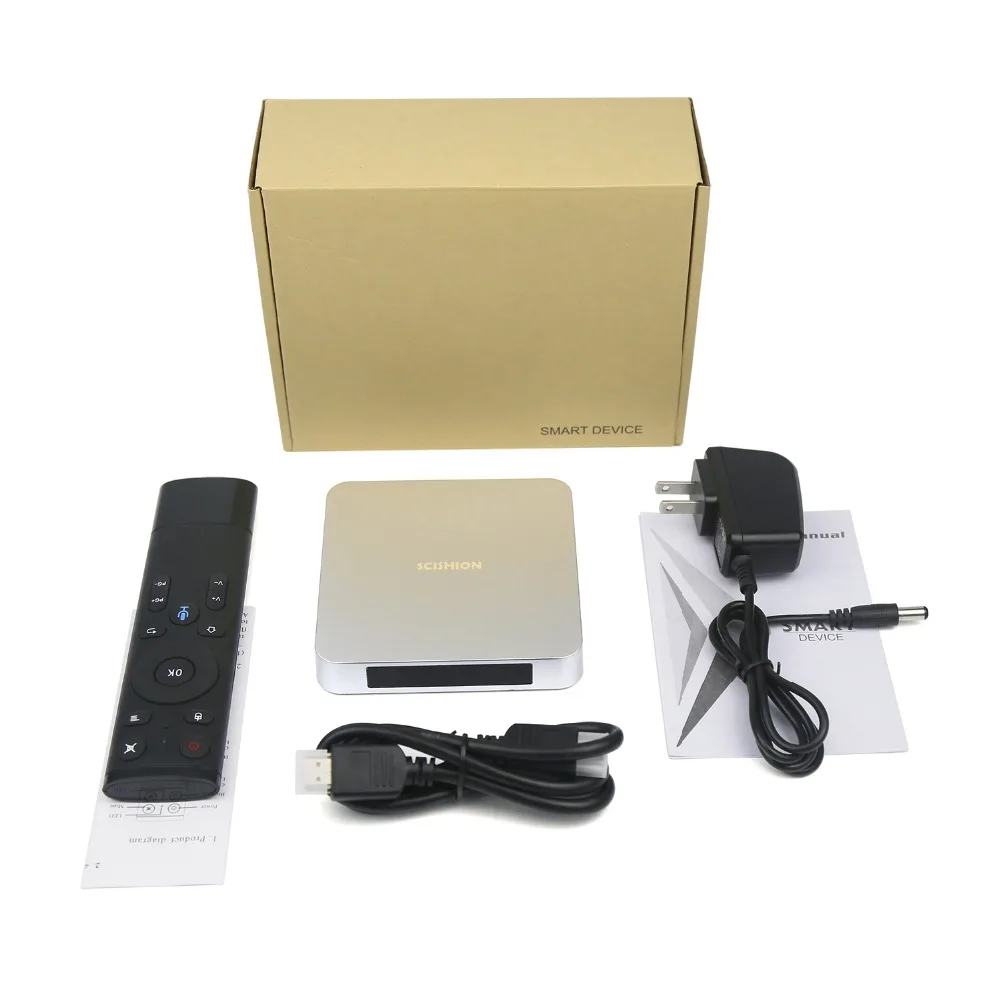 Scishion Ай одна android tv box RK3328 Quad Core 4G DDR3 B 32 ГБ Bluetooth 4 0 K HD медиаплеер 2.4g wifi цифровые
