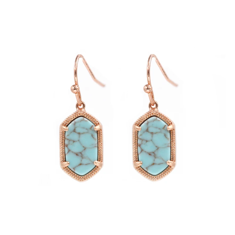 Rose Turquoise E Маленький овальный Кулон Druzy, ожерелье, лучшее качество, черный цвет, блестящий кулон, ожерелье, женский подарок, модные ювелирные изделия - Окраска металла: Rose Turquoise E