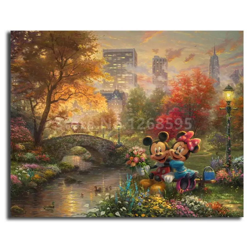Томас Kinkade Микки Минни Маус холст живопись плакаты печать стены искусство картина современная детская спальня декор рождественские подарки