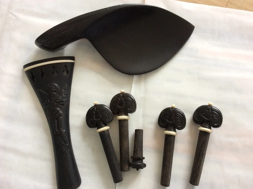 Ebony скрипки части 4/4 размер ручной резной один набор 4 скрипки колышки, один хвост, один шинрест