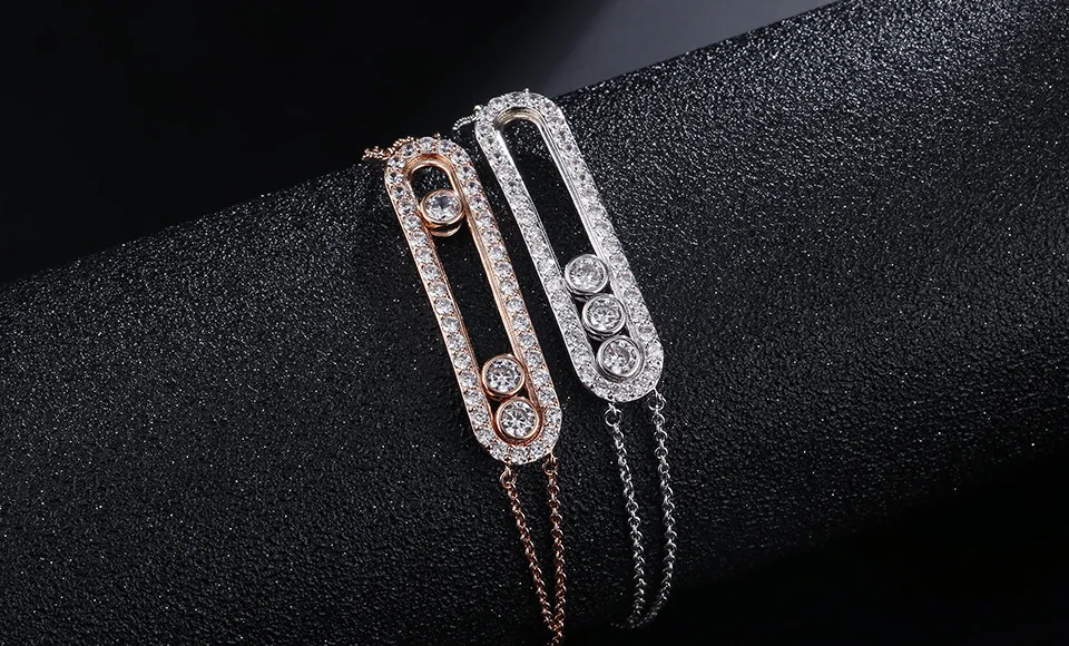 

Новый браслет с овальными кристаллами в три точки, женский браслет из розового золота, билеклик, браслеты с подвесками для женщин, ювелирные...