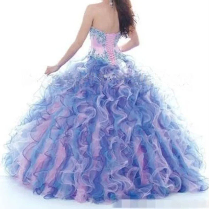 Женское бальное платье до пола фиолетовое из органзы с бисером для возраста 15 лет